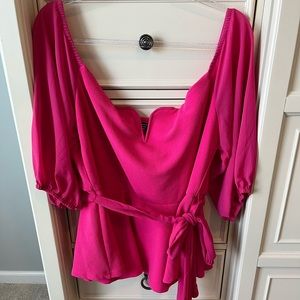 SHEIN hot pink 3/4 sleeve top, NWOT, size 3X (US size 18)